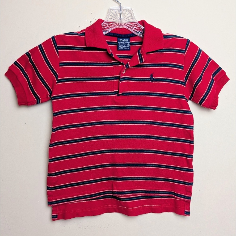 VTG Polo Ralph Lauren 80s USA Striped Cotton Polo Shirt Boys Size 5